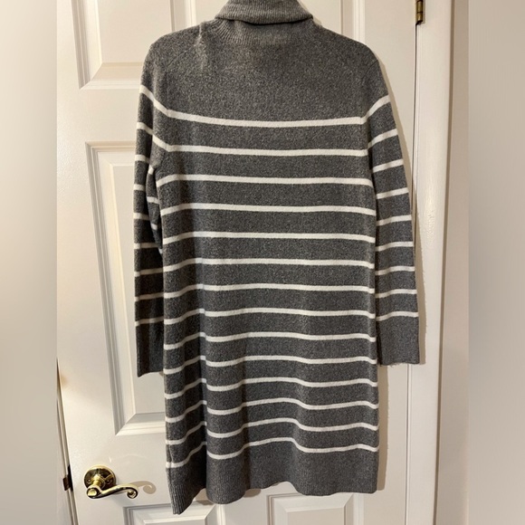 J. Crew Sweater Dress Gray and White Striped Turtleneck - Picture 3 of 12